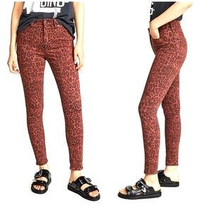 Joe's Jeans The Charlie High Rise Skinny Ankle Red Leopard Jeans